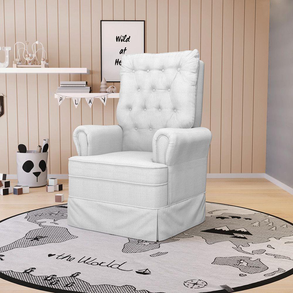 Poltrona De Amamentação Com Balanço Laura Linho Base De Madeira - D'rossi Cor Cinza Grosso - 7