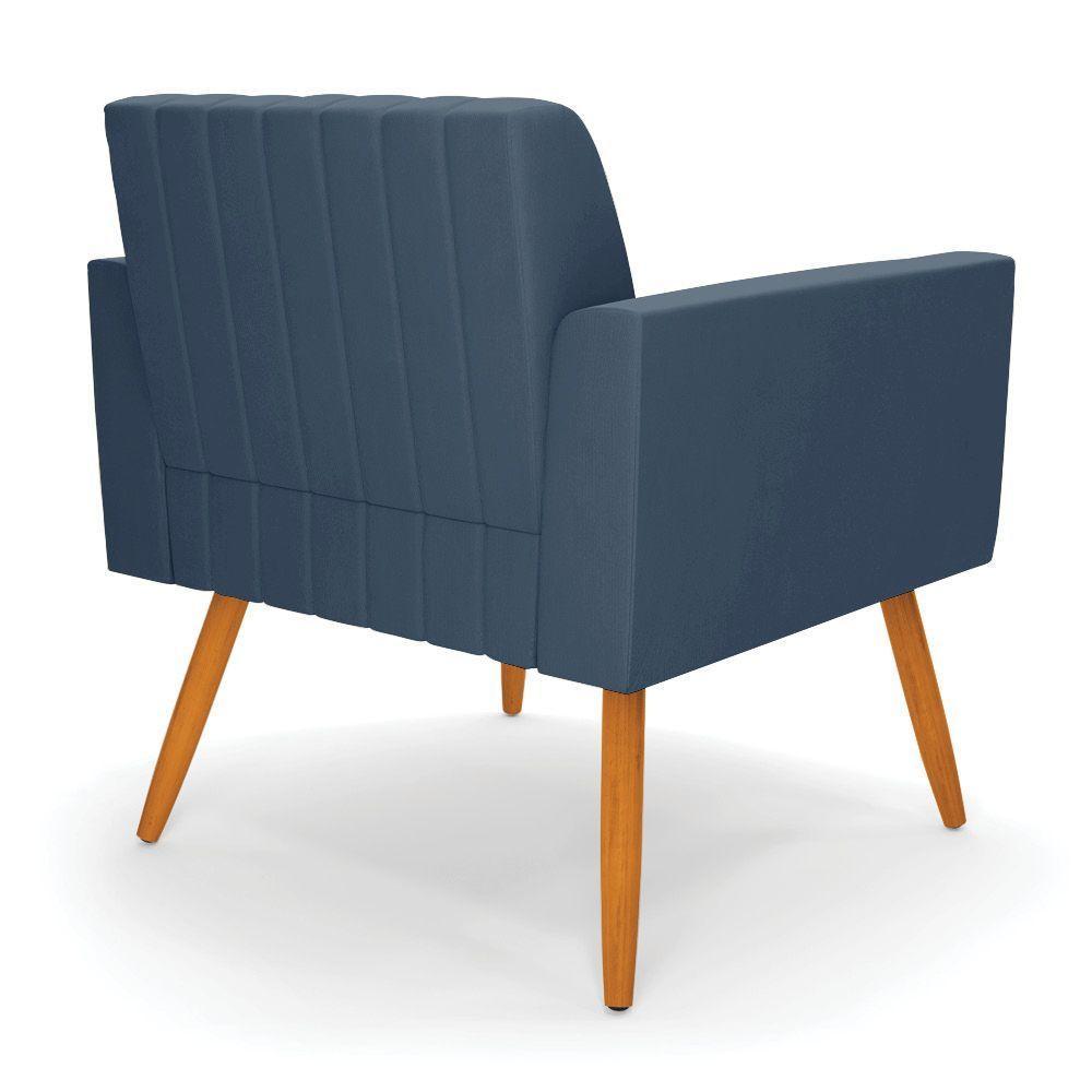 Kit 2 Poltronas Viena Gomada Suede Pés Palito Castanho - D'rossi Cor Azul Marinho - 5