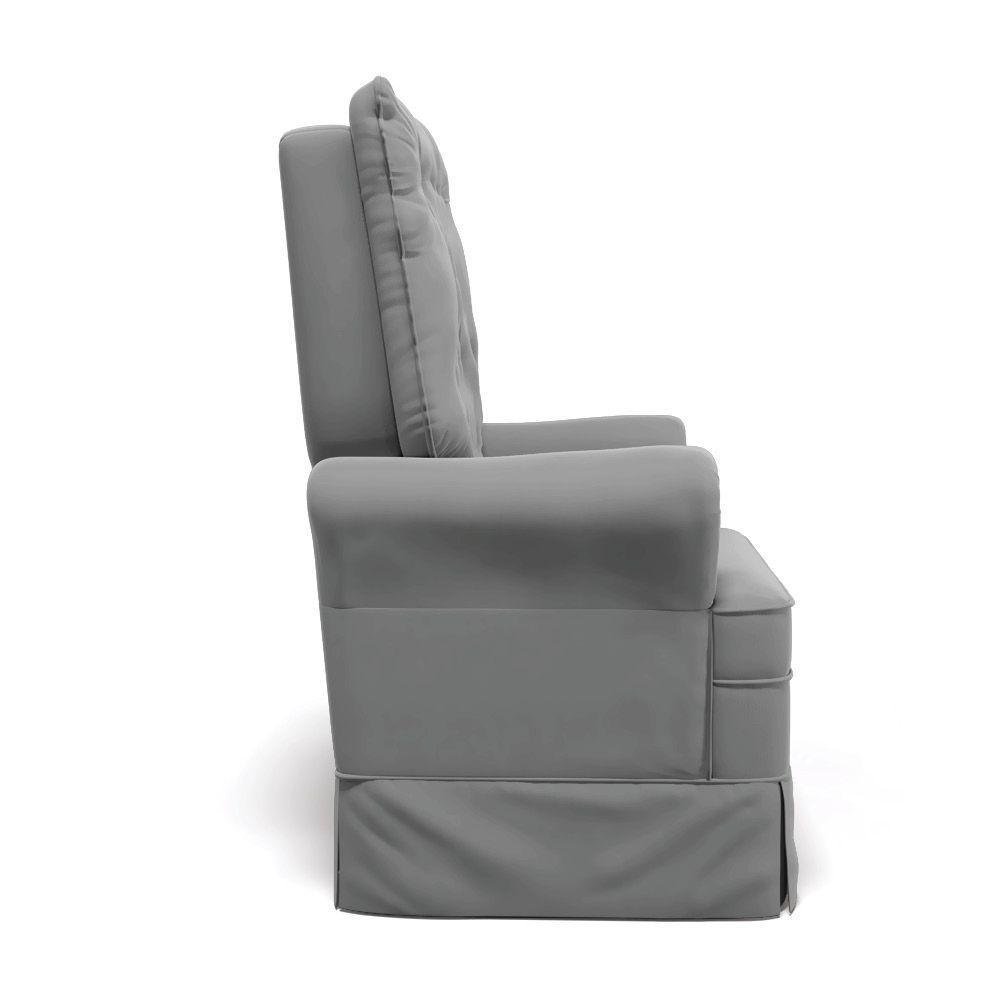 Poltrona De Amamentação Com Balanço Laura Veludo Base De Madeira - D'rossi Cor Cinza - 5