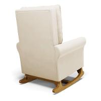 Poltrona De Amamentação Com Balanço E Puff Manu Veludo Bege Cor404 Base De Madeira - D'rossi - 5