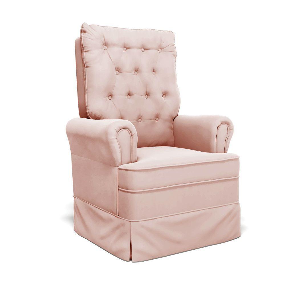 Poltrona De Amamentação Com Balanço Laura Veludo Base De Madeira - D'rossi Cor Nude - 1