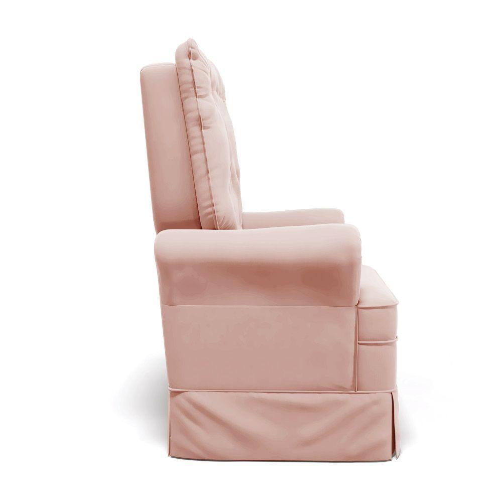 Poltrona De Amamentação Com Balanço Laura Veludo Base De Madeira - D'rossi Cor Nude - 5