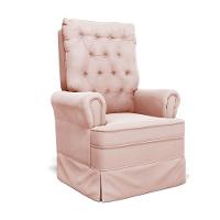 Poltrona De Amamentação Com Balanço Laura Veludo Base De Madeira - D'rossi Cor Nude - 1