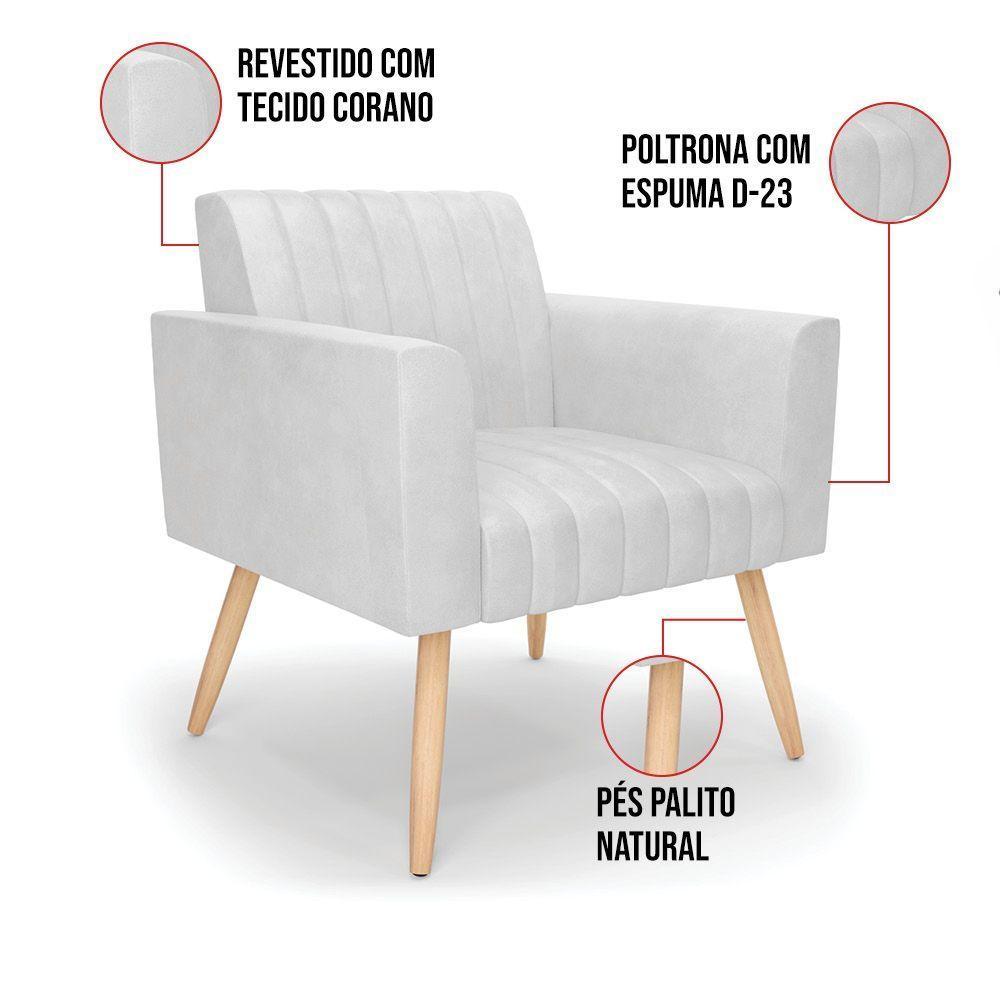 Kit 2 Poltronas Viena Gomada Corano Branco Pés Palito Natural - D'rossi - 3