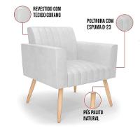 Kit 2 Poltronas Viena Gomada Corano Branco Pés Palito Natural - D'rossi - 3