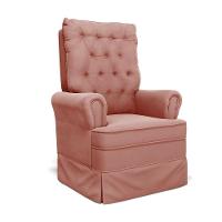 Poltrona De Amamentação Com Balanço Laura Veludo Base De Madeira - D'rossi Cor Rose - 1