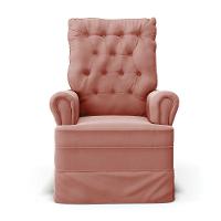 Poltrona De Amamentação Com Balanço Laura Veludo Base De Madeira - D'rossi Cor Rose - 6
