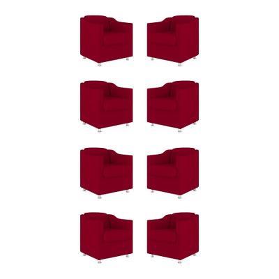 Kit 8 Poltronas Tilla Decorativas Consultório Sala Tecido Cor:vermelho