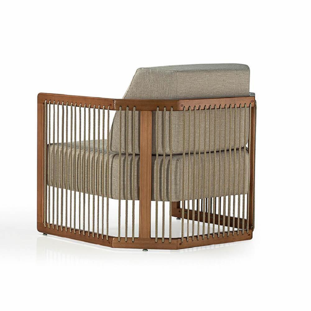 Poltrona Com Braço Mava Algodão Marrom Madeira Cedro Corda Plana Poliéster Duna - 8