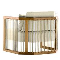 Poltrona Com Braço Mava Algodão Bege Madeira Cedro Corda Plana Poliéster Duna - 5