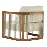 Poltrona Com Braço Mava Algodão Bege Madeira Cedro Corda Plana Poliéster Duna - 6