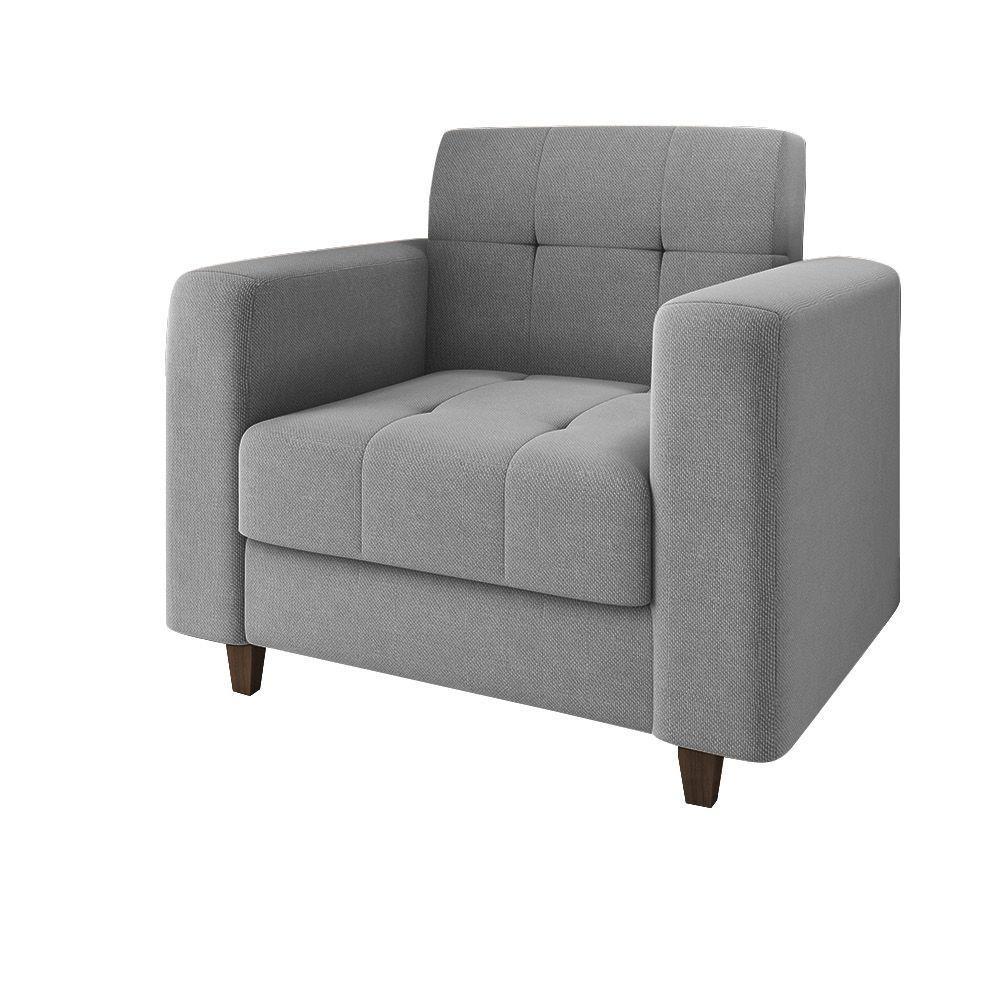 Poltrona Arezzo Linho Grafite A26 Pés Chanfrado Marrom - D'rossi - 4