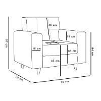 Poltrona Arezzo Linho Grafite A26 Pés Chanfrado Marrom - D'rossi - 3