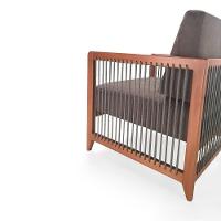 Poltrona Com Braço Luck Algodão Marrom Madeira Cedro Corda Plana Poliéster Prata - 5