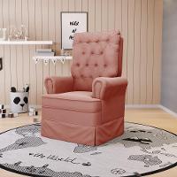 Poltrona De Amamentação Com Balanço Laura Veludo Rosê Tb120 Base De Madeira - D'rossi - 7