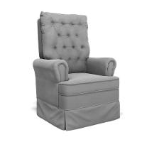 Poltrona De Amamentação Com Balanço Laura Veludo Cinza Tb122 Base De Madeira - D'rossi - 1