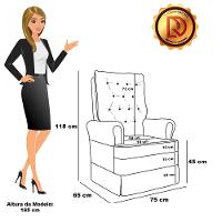 Poltrona De Amamentação Com Balanço Laura Veludo Cinza Tb122 Base De Madeira - D'rossi - 2