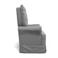 Poltrona De Amamentação Com Balanço Laura Veludo Cinza Tb122 Base De Madeira - D'rossi - 5