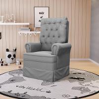 Poltrona De Amamentação Com Balanço Laura Veludo Cinza Tb122 Base De Madeira - D'rossi - 7