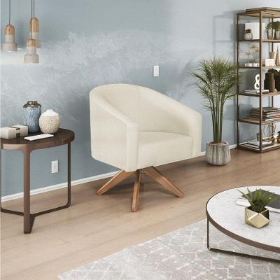 Poltrona Decorativa Luiza Base Giratória De Madeira Suede Verde