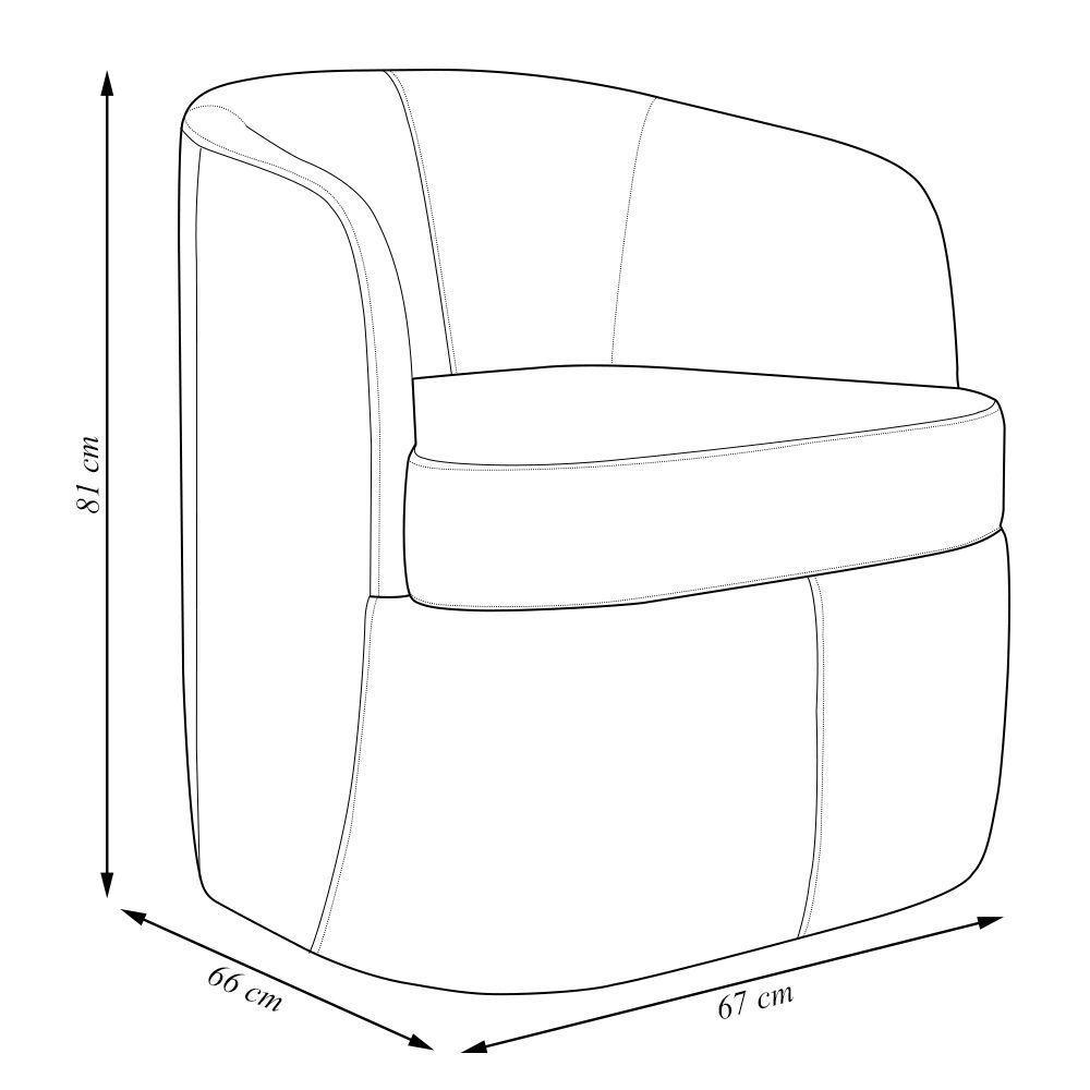 Poltrona Decorativa Bel Sala De Estar Base Giratória Veludo Bege G33 - Gran Belo - 6