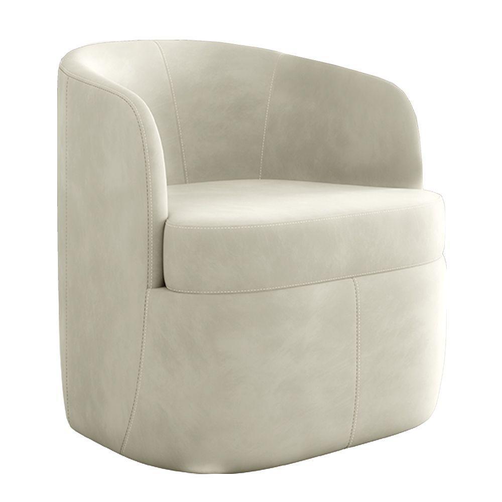 Poltrona Decorativa Bel Sala De Estar Base Giratória Veludo Bege G33 - Gran Belo - 7