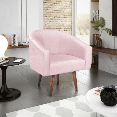 Poltrona Decorativa Luiza Pés Palito Suede Rosa Bebê