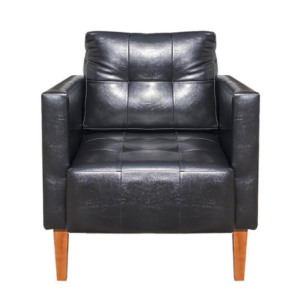 Poltrona Decorativa Lívia Para Sala E Recepção Couríssimo Preto - D'rossi - 4