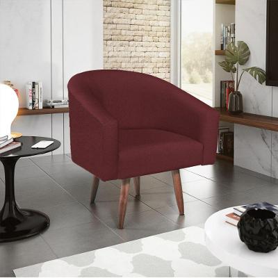 Poltrona Decorativa Luiza Pés Palito Suede Bordô