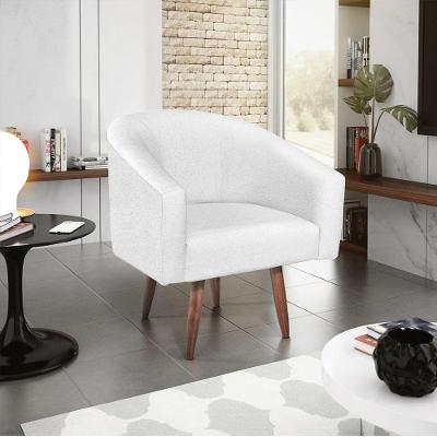 Poltrona Decorativa Luiza Pés Palito Suede Branco