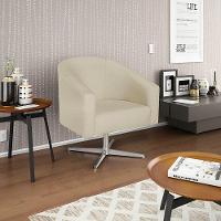 Poltrona Decorativa Luiza Base Giratória De Metal Suede Azul Marinho