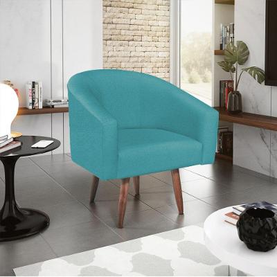 Poltrona Decorativa Luiza Pés Palito Suede Azul Turquesa