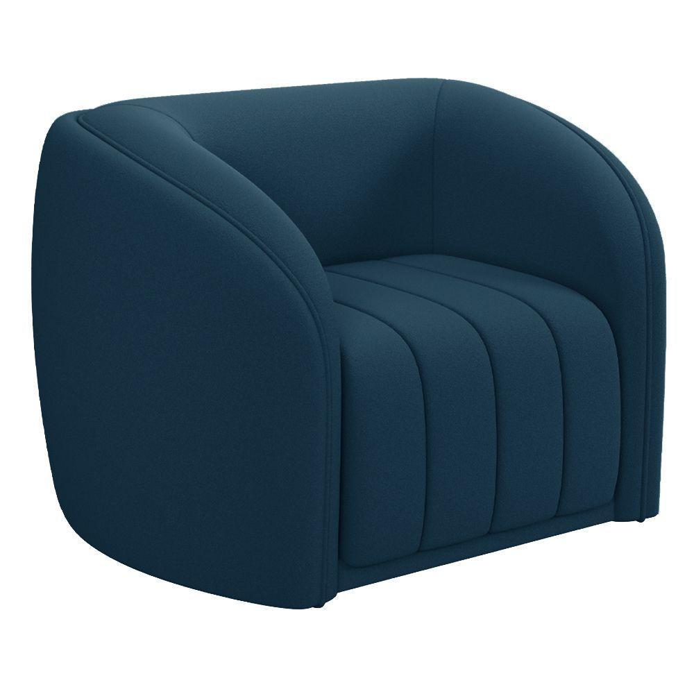 Poltrona Decorativa Sala De Estar Adam Veludo Azul Marinho G45 - Gran Belo - 4