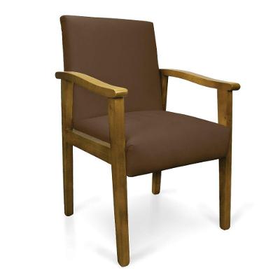 Poltrona Eloisa Suede Marrom Base De Madeira Castanho - D'Rossi