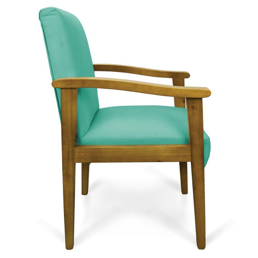 Poltrona Eloisa Suede Base De Madeira Castanho - D'Rossi Azul Turquesa - 7