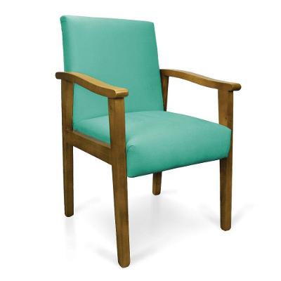 Poltrona Eloisa Suede Base De Madeira Castanho - D'Rossi Azul Turquesa