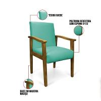 Poltrona Eloisa Suede Base De Madeira Castanho - D'Rossi Azul Turquesa - 5