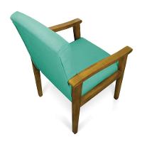 Poltrona Eloisa Suede Base De Madeira Castanho - D'Rossi Azul Turquesa - 6