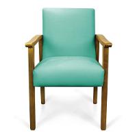 Poltrona Eloisa Suede Base De Madeira Castanho - D'Rossi Azul Turquesa - 8