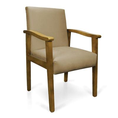 Poltrona Eloisa Suede Base De Madeira Castanho - D'Rossi Marrom Rato
