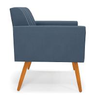 Poltrona Viena Gomada Suede Azul Marinho Pés Palito Castanho - D'rossi - 6