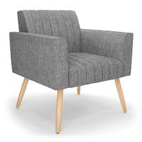 Poltrona Viena Gomada Linho Pés Palito Natural - D'rossi Cor A26 Grafite - 2