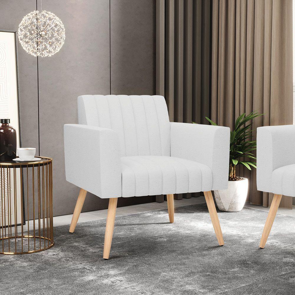 Poltrona Viena Gomada Linho Cinza A05 Pés Palito Natural - D'rossi - 8