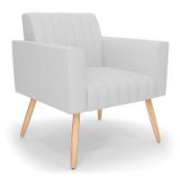 Poltrona Viena Gomada Linho Cinza A05 Pés Palito Natural - D'rossi - 1