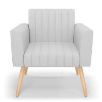 Poltrona Viena Gomada Linho Cinza A05 Pés Palito Natural - D'rossi - 7