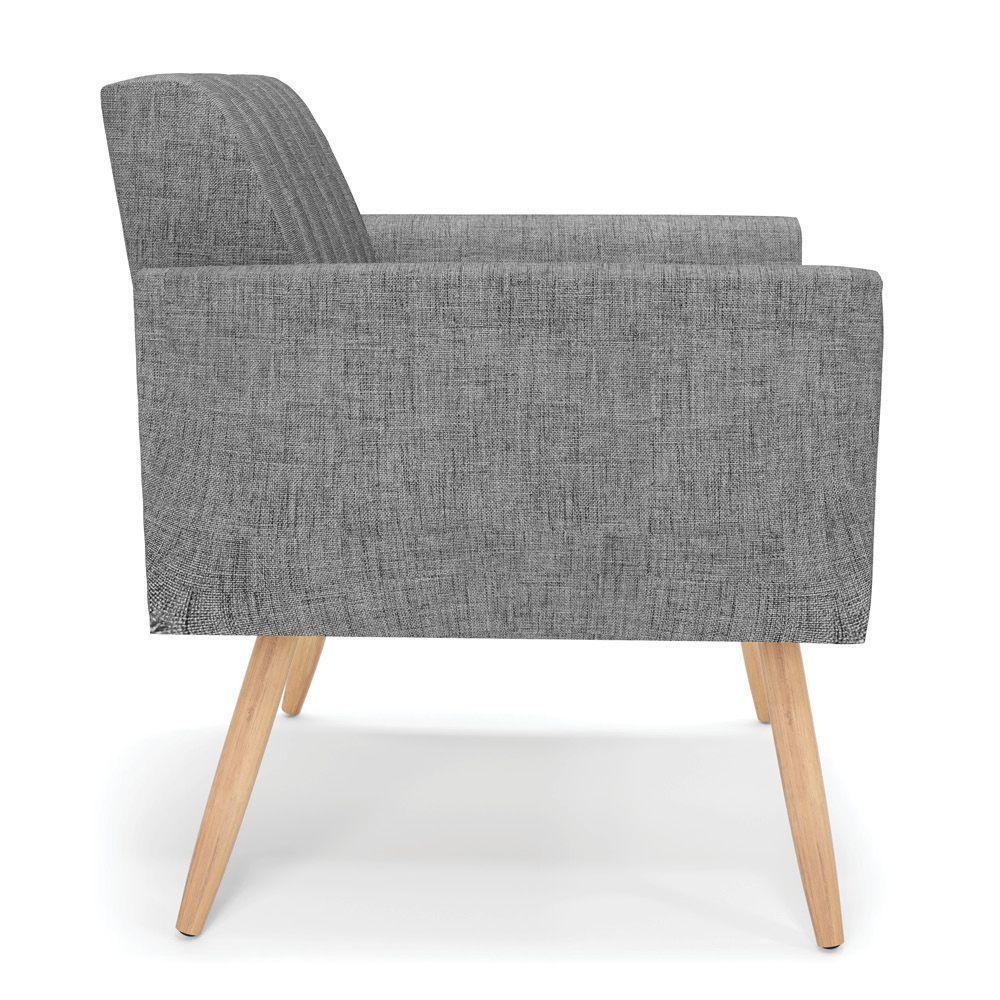 Poltrona Viena Gomada Linho Grafite A26 Pés Palito Natural - D'rossi - 6