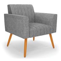 Poltrona Viena Gomada Linho Grafite A26 Pés Palito Castanho - D'rossi - 1