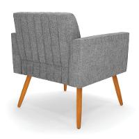 Poltrona Viena Gomada Linho Grafite A26 Pés Palito Castanho - D'rossi - 5