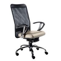 Poltrona Presidente Base Cromada Linha Tela Mesh Bege - 2