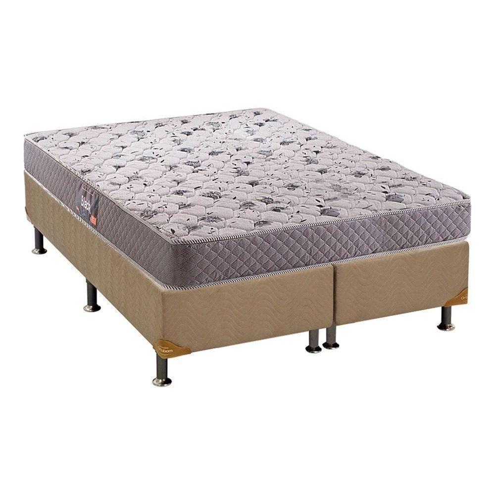 Cama Box Queen: Colchão Anatômico Herval D28/AG65 Black + Base CRC Suede Clean(158x198) - 1
